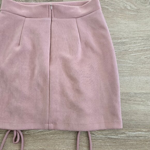 Mini Skirt High-Waist Small Faux Suede Bodycon Sexy Lace-Up Criss Cross Split - Picture 13 of 14